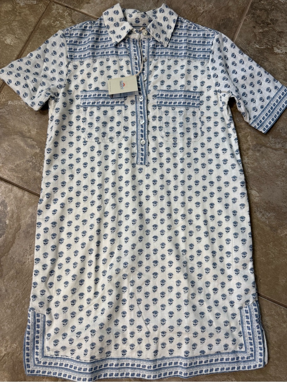 Women’s Blue and White Printed Collared Dress by Faherty (Nordstrom)
